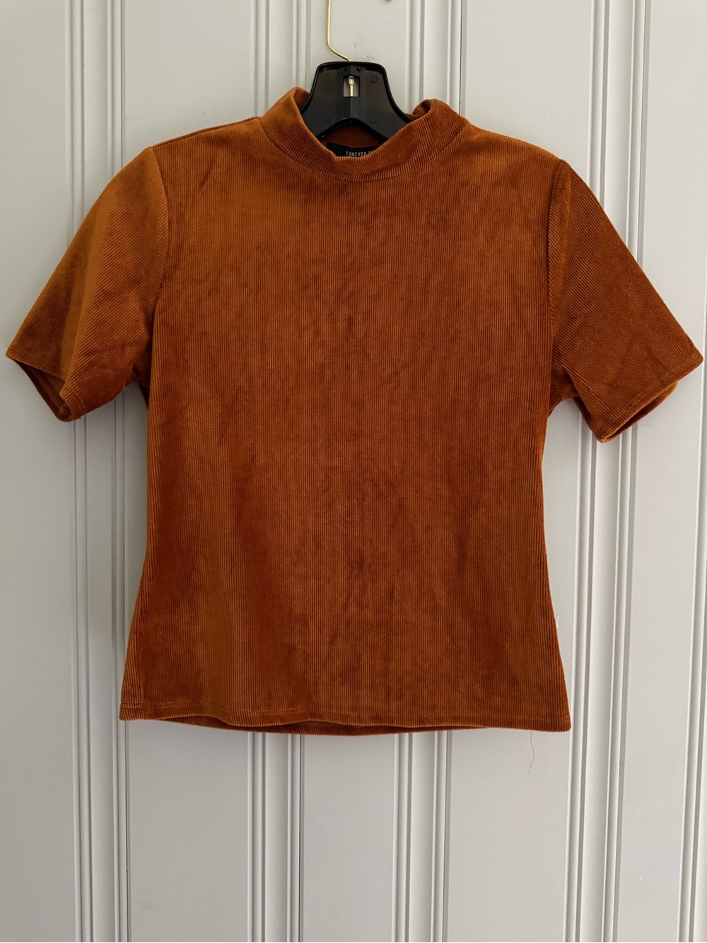 Forever 21 Burnt Orange Corduroy Mock Neck Top